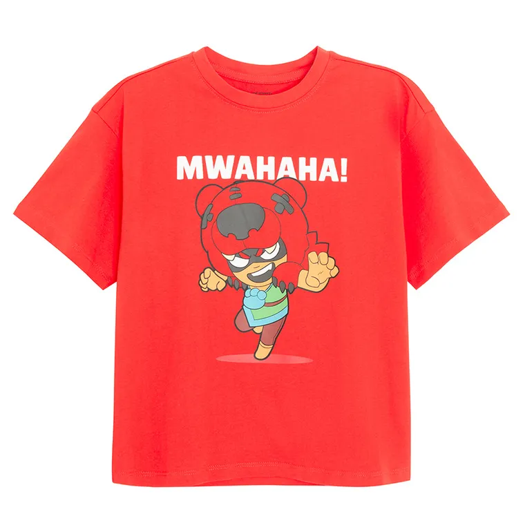 Cool Club, Luźny t-shirt dziewczęcy, czerwony, Brawl Stars