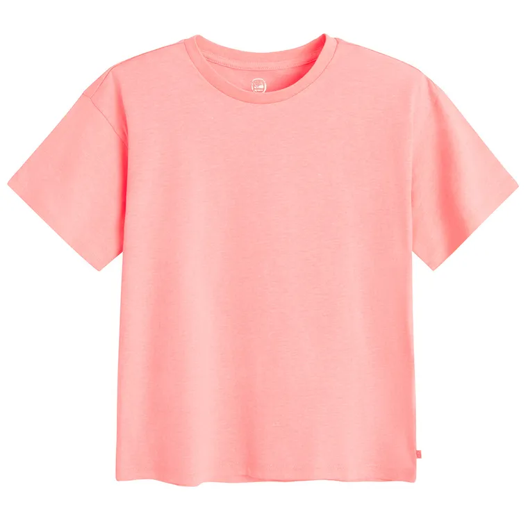 Cool Club, Luźny t-shirt dziewczęcy, różowy fluo