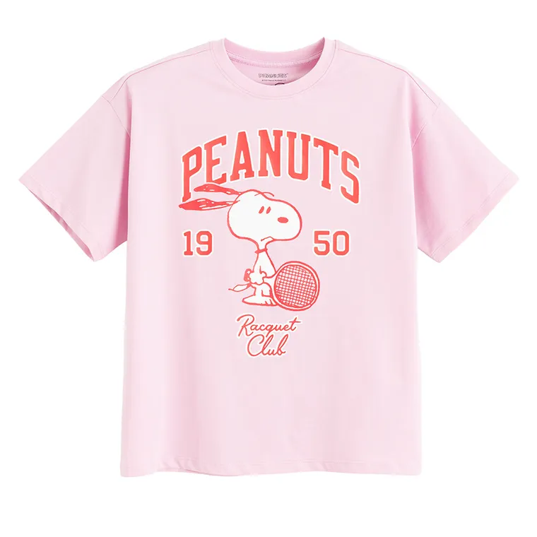 Cool Club, Luźny t-shirt dziewczęcy, różowy, Peanuts