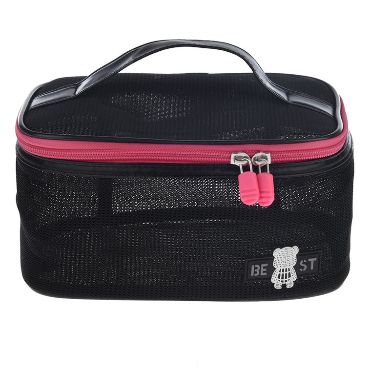 Cool Club, Miś, kosmetyczka z siateczki, czarna