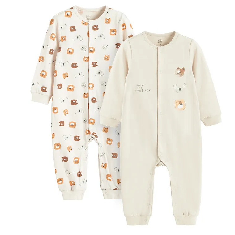 Cool Club, Pajac chłopięcy, beżowy, zestaw, 2 szt.