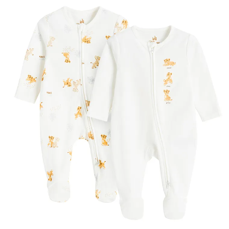 Cool Club, Pajac chłopięcy, biały, Król Lew, zestaw, 2 szt.