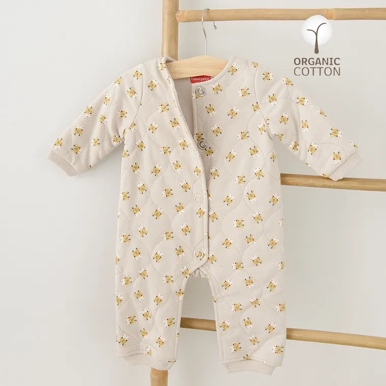 Cool Club, Pajac dziecięcy, bawełna organiczna, beżowy, Fisher-Price