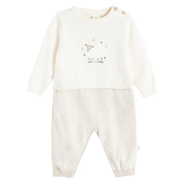 Cool Club, Pajac niemowlęcy, sweterkowy, beżowy