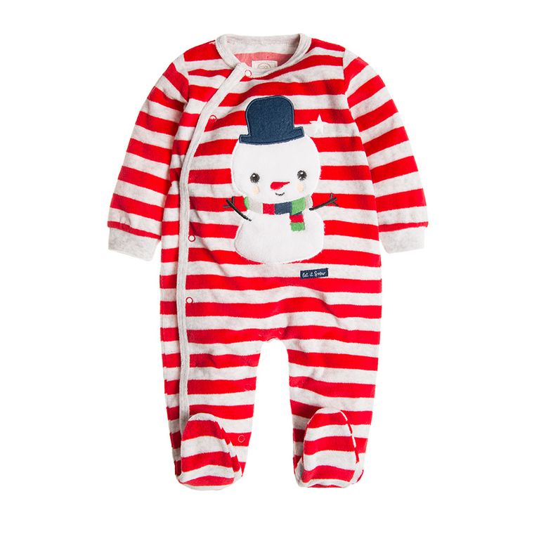 Cool Club, Pajac niemowlęcy świąteczny, paski, bałwanek