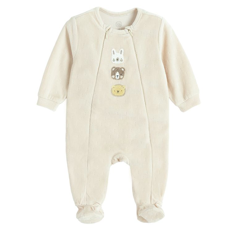 Cool Club, Pajac niemowlęcy, welurowy, beżowy