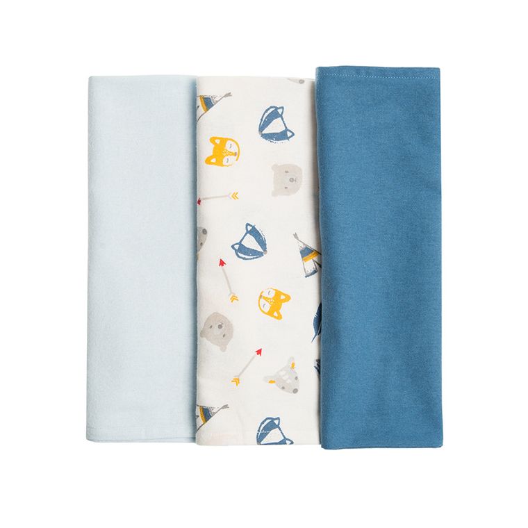 Cool Club, Pieluchy chłopięce flanelowe, Blue Indian Adventure, 70-70, zestaw, 3 szt.