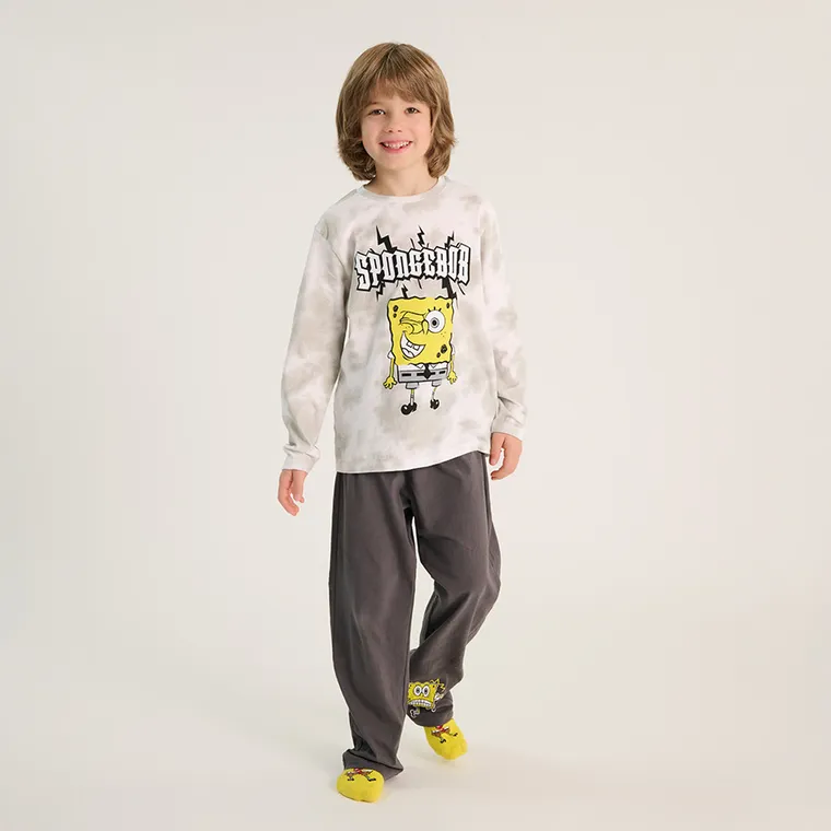 Cool Club, Piżama chłopięca, szara, SpongeBob