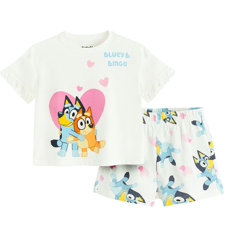 Cool Club, Piżama dziewczęca, biała, Bluey