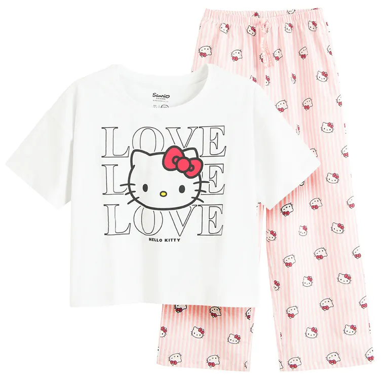 Cool Club, Piżama dziewczęca, biało-różowa, Hello Kitty