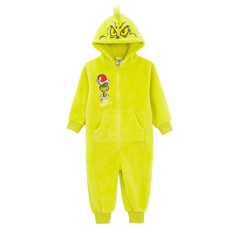 Cool Club, Piżama jednoczęściowa chłopięca z kapturem, zielona, Grinch