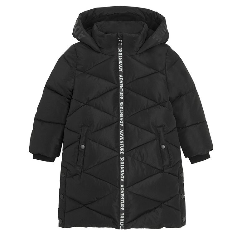 Cool Club, Płaszcz dziewczęcy z kapturem, ocieplany, czarny