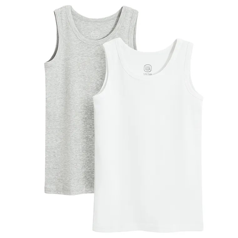 Cool Club, Podkoszulek chłopięcy, biały, szary, zestaw, 2 szt.