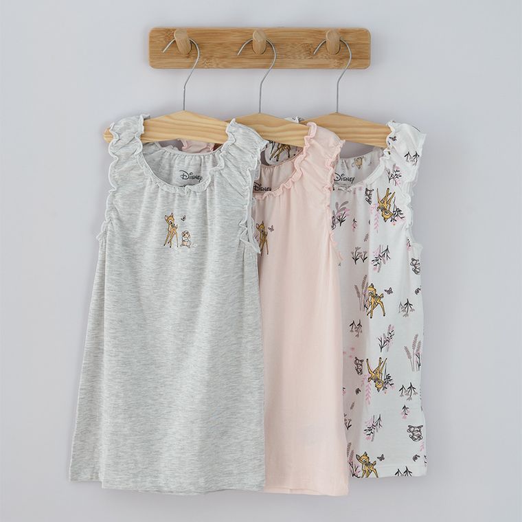Cool Club, Podkoszulek dziewczęcy, różowy, ecru, szary, Bambi, zestaw, 3 szt.