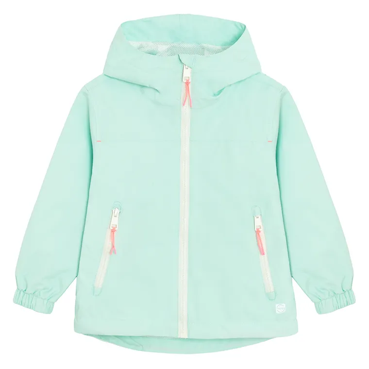 Cool Club, Przeciwdeszczowa kurtka dziewczęca z kapturem, turkusowa