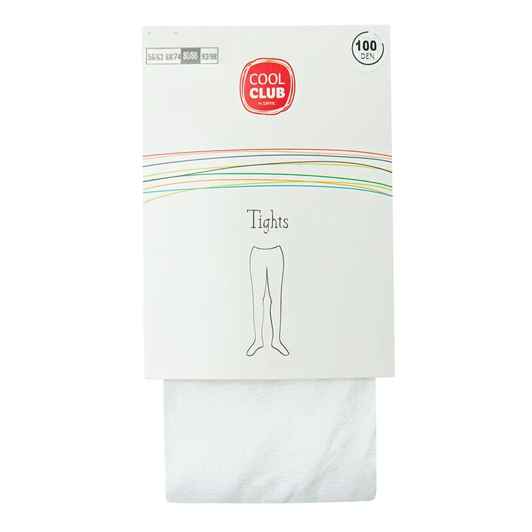 Cool Club, Rajstopy dziewczęce, białe, mikrofibra, 40/100 DEN