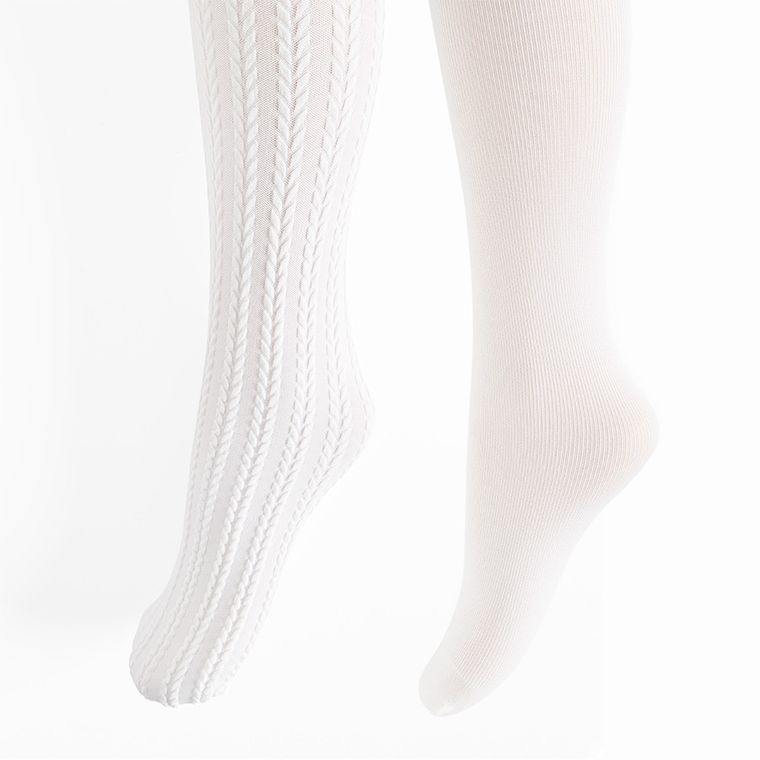 Cool Club, Rajstopy dziewczęce, białe, mikrofibra, 80 DEN, zestaw, 2 szt.