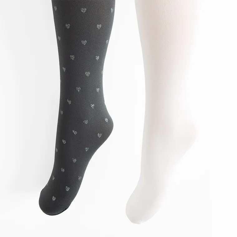 Cool Club, Rajstopy dziewczęce, czarne, białe, mikrofibra, 40 DEN, zestaw, 2 szt.