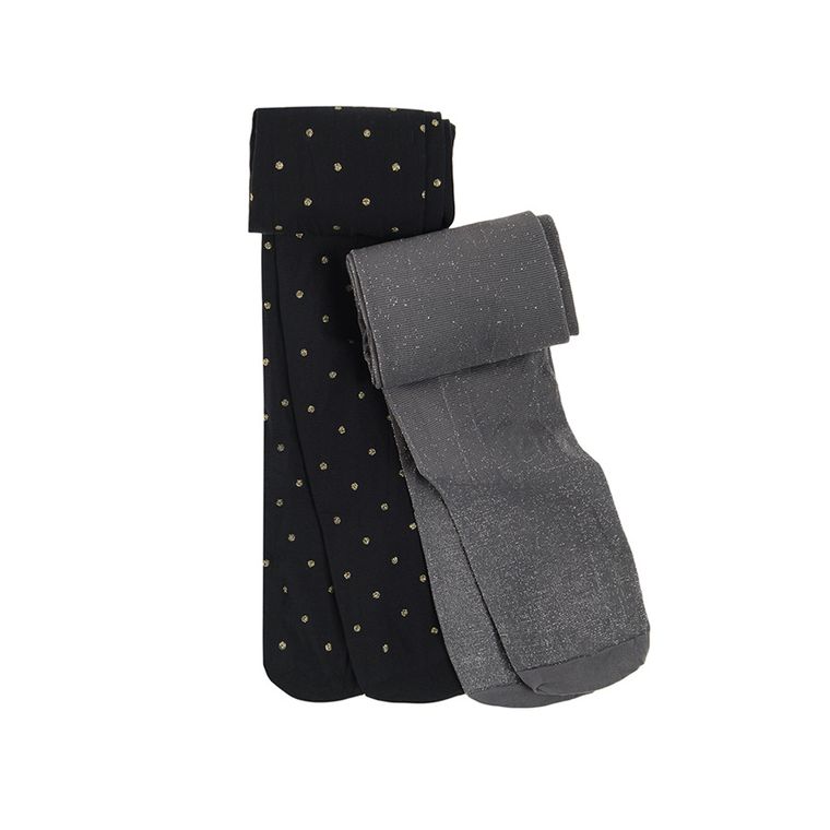 Cool Club, Rajstopy dziewczęce, czarne, szare, mikrofibra, zestaw, 2 szt.