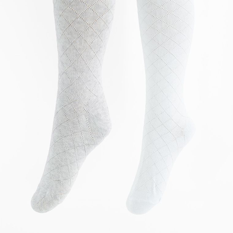 Cool Club, Rajstopy dziewczęce, szare, białe, zestaw, 2 szt.