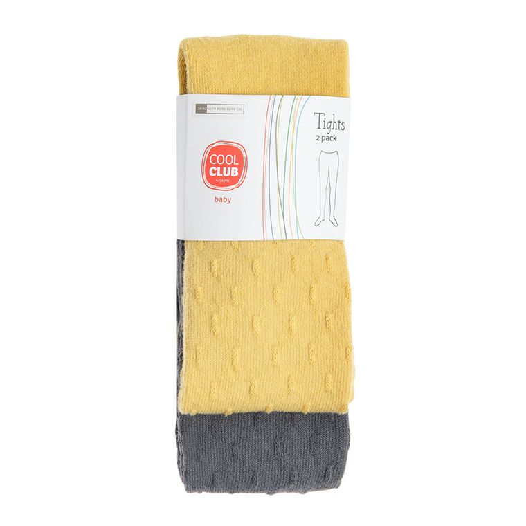 Cool Club, Rajstopy dziewczęce, żółte, grafitowe, zestaw, 2 szt.