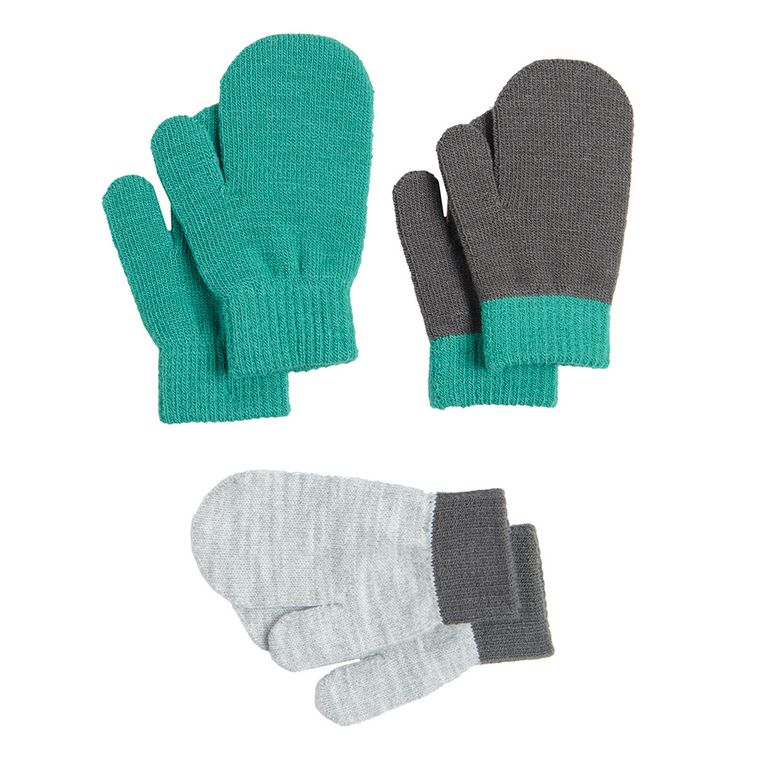 Cool Club, Rękawiczki chłopięce, zielone, szare, grafitowe, zestaw, 3 szt.