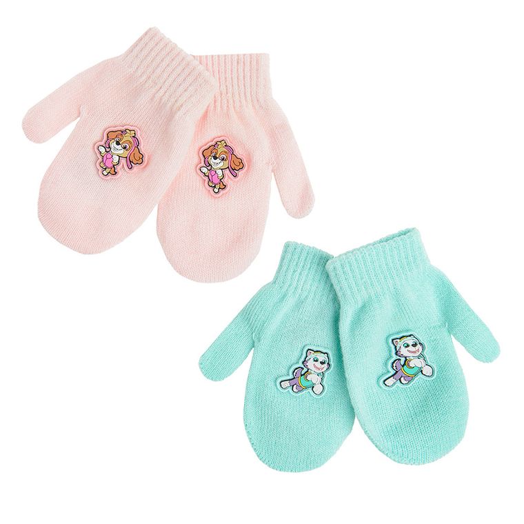 Cool Club, Rękawiczki dziewczęce, różowe, turkusowe, Psi Patrol, zestaw, 2 szt.