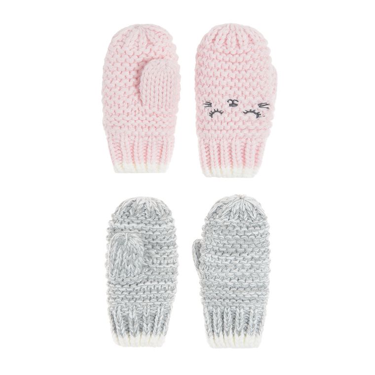 Cool Club, Rękawiczki dziewczęce, szare, różowe, zestaw, 2 szt.