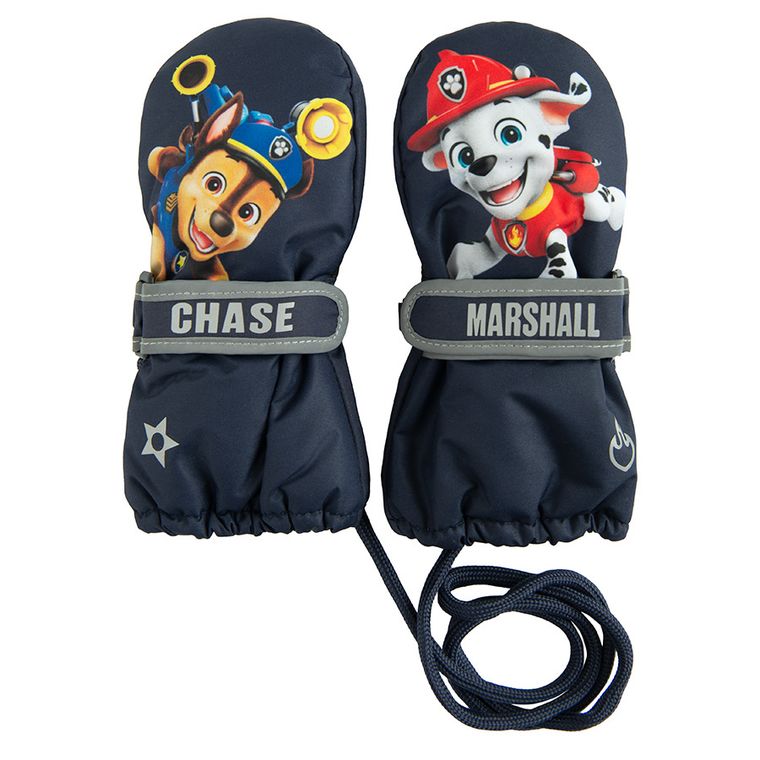 Cool Club, Rękawiczki narciarskie chłopięce na sznurku, granatowe, Psi Patrol