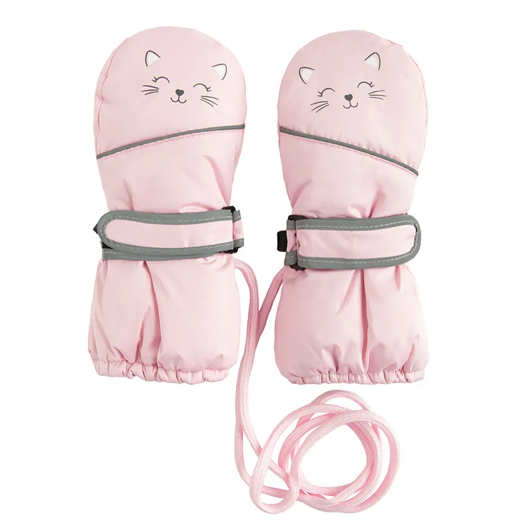 Cool Club, Rękawiczki narciarskie dziewczęce na sznurku, różowe