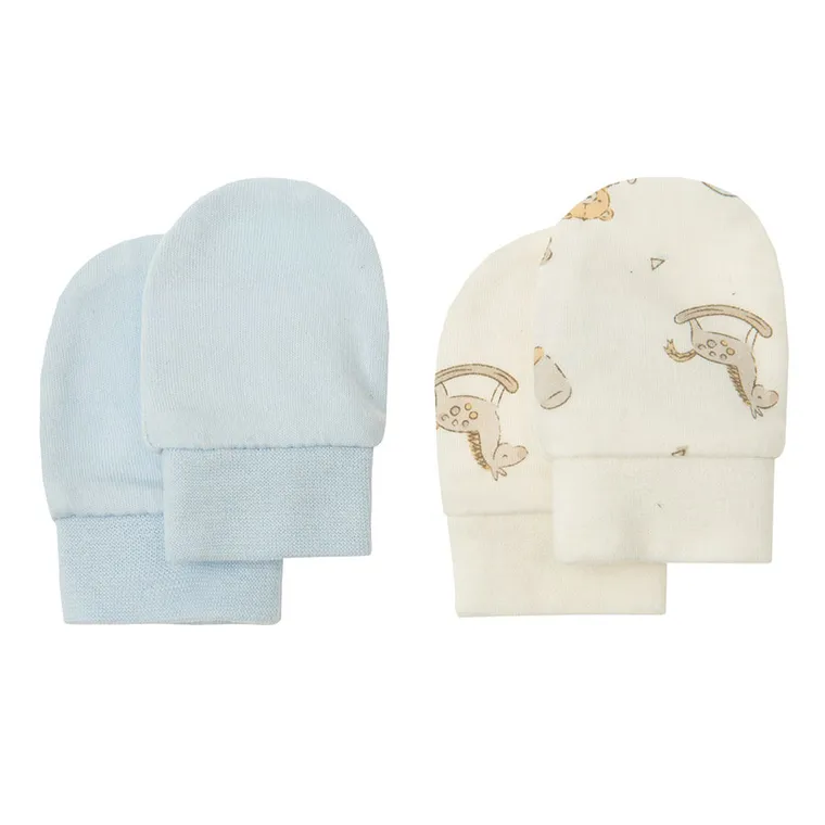 Cool Club, Rękawiczki niedrapki chłopięce, ecru, niebieskie, zestaw, 2 szt.