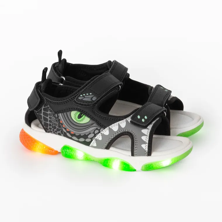 Cool Club, Sandały chłopięce, czarne, świecąca podeszwa