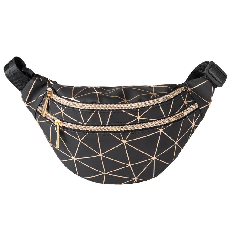 Cool Club, saszetka na biodra, czarna w złote paski