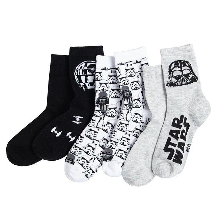 Cool Club, Skarpetki chłopięce, białe, szare, czarne, Star Wars, zestaw, 3 szt.
