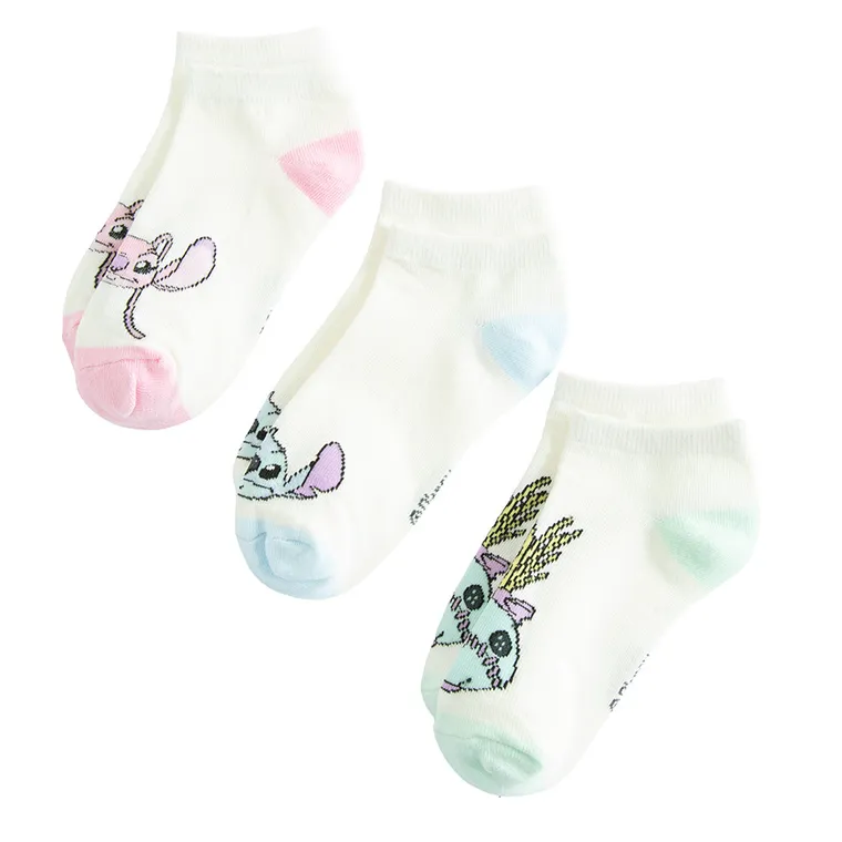 Cool Club, Skarpetki dziewczęce, białe, Lilo i Stitch, zestaw, 3 szt.