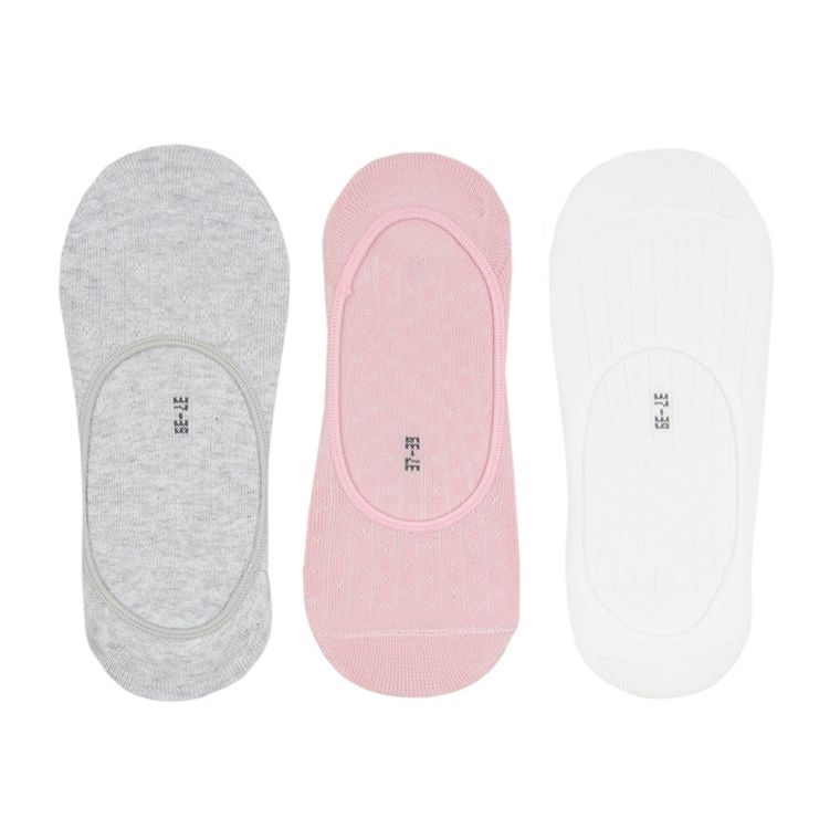 Cool Club, Skarpetki dziewczęce, stopki, białe, szare, różowe, zestaw, 3 szt.