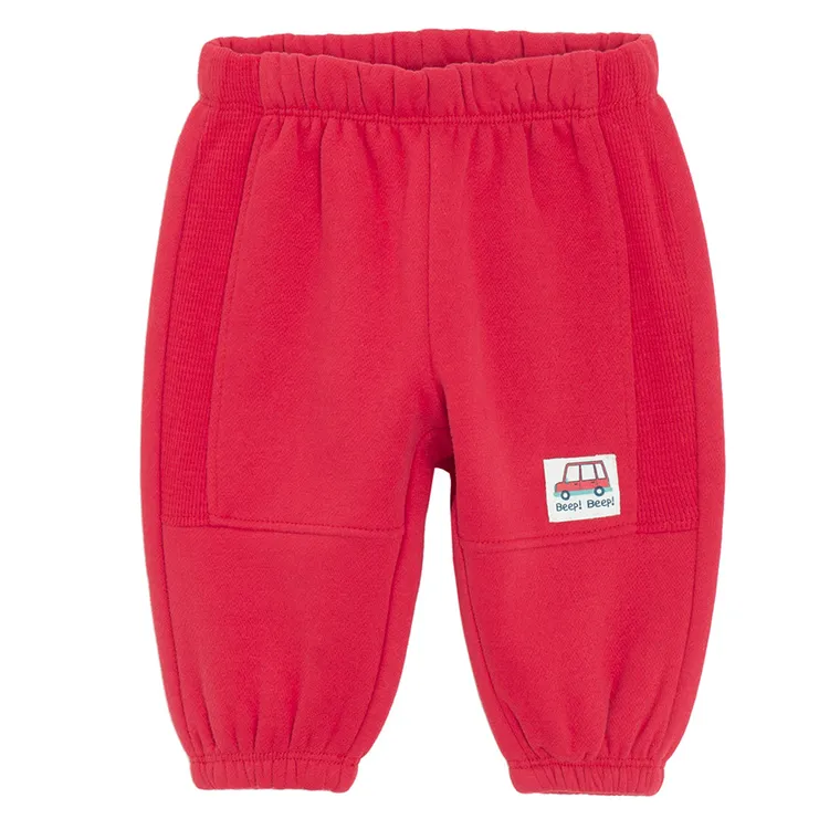 Cool Club, Spodnie dresowe chłopięce, baggy, ocieplane, czerwone