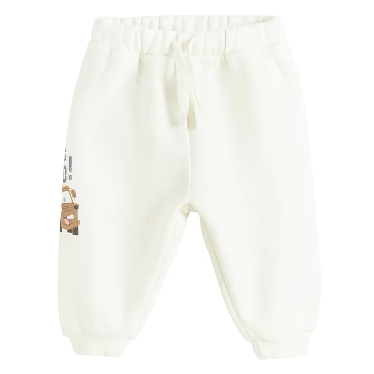 Cool Club, Spodnie dresowe chłopięce, białe, Auta