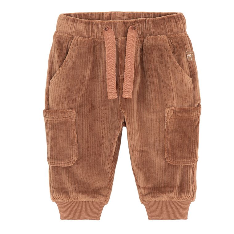 Cool Club, Spodnie dresowe chłopięce, welurowe, brązowe