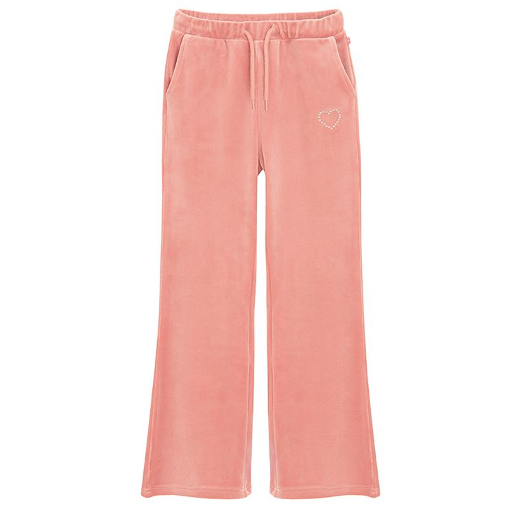 Cool Club, Spodnie dresowe dziewczęce, flare, welurowe, różowe