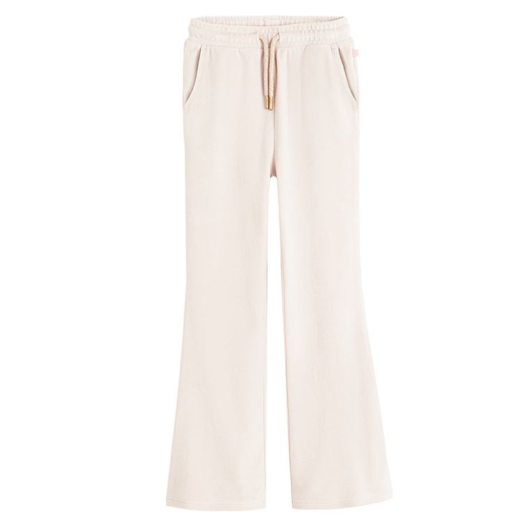 Cool Club, Spodnie dresowe dziewczęce, welurowe, beżowe