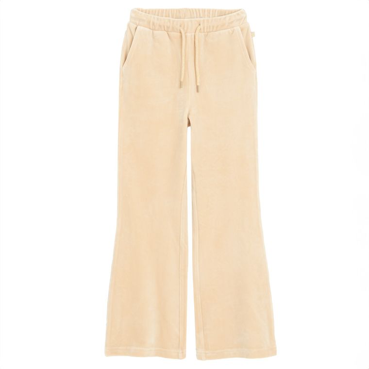 Cool Club, Spodnie dresowe dziewczęce, welurowe, beżowe