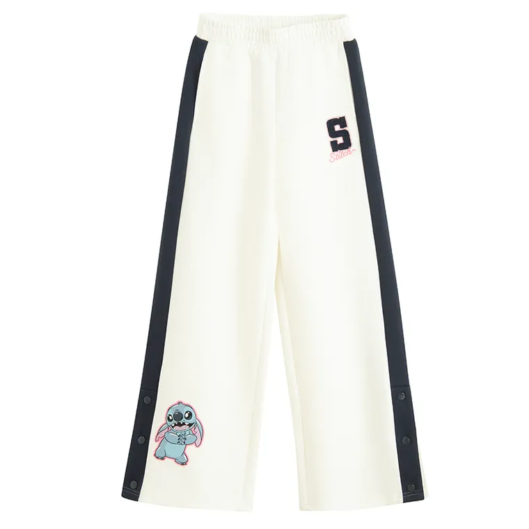 Cool Club, Spodnie dresowe dziewczęce, wide, białe, Lilo i Stitch