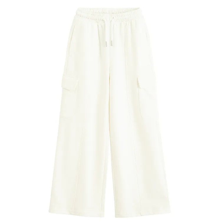 Cool Club, Spodnie dresowe dziewczęce, wide, ecru