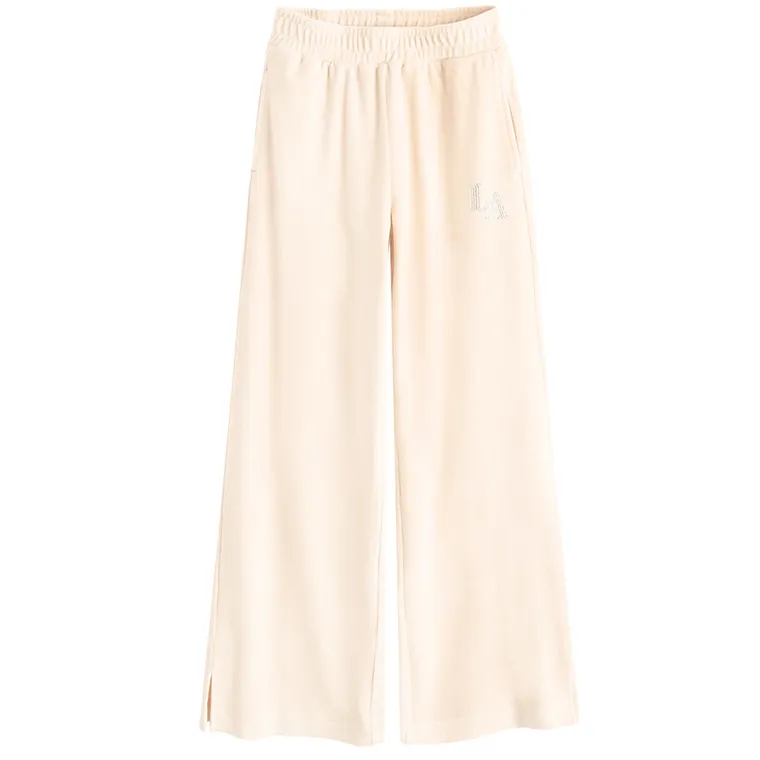 Cool Club, Spodnie dresowe dziewczęce, wide leg, welurowe, beżowe