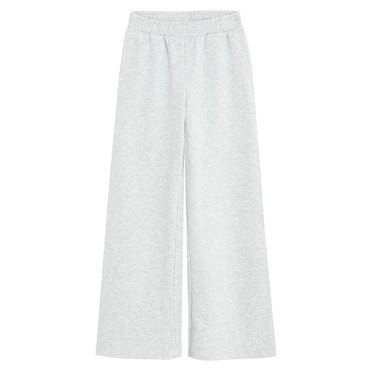 Cool Club, Spodnie dresowe dziewczęce, wide, ocieplane, szare melanż