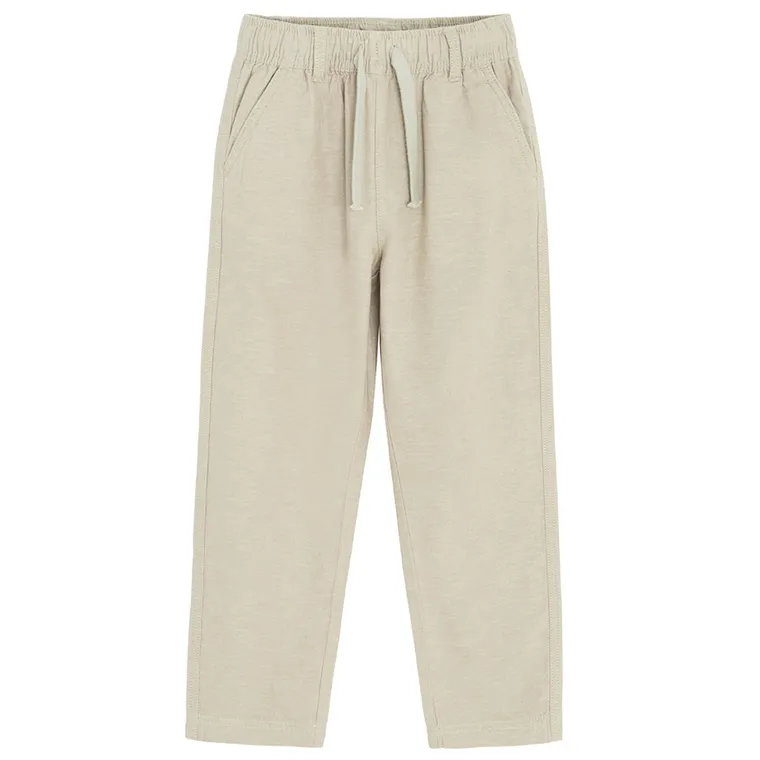 Cool Club, Spodnie materiałowe chłopięce, z lnem, relaxed, beżowe