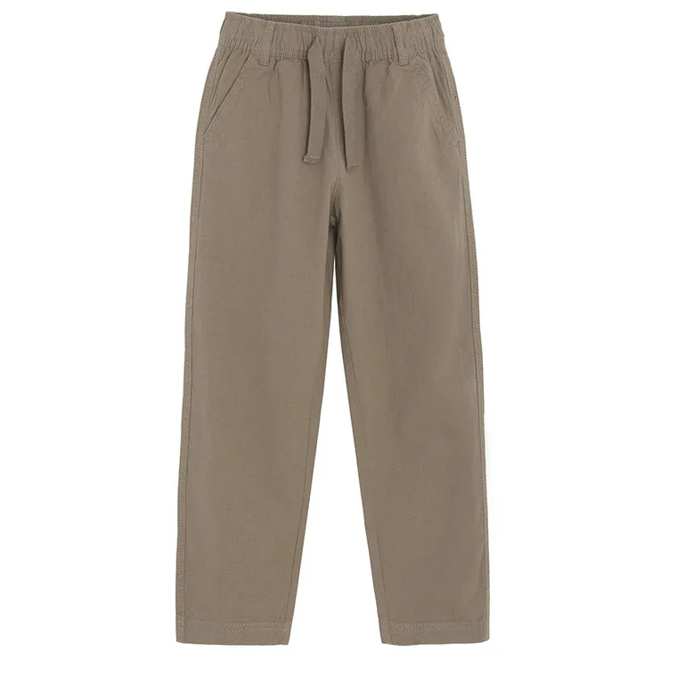 Cool Club, Spodnie materiałowe chłopięce, z lnem, relaxed, brązowe