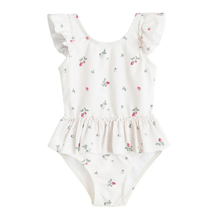 Cool Club, Strój kąpielowy dziewczęcy jednoczęściowy, UV 50, ecru