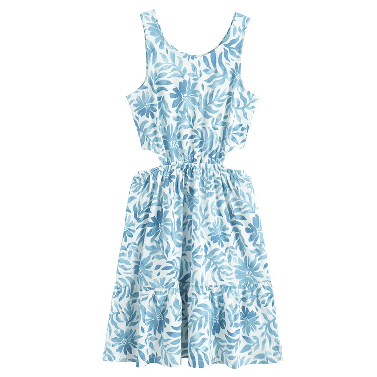 Cool Club, Sukienka dziewczęca bez rękawów, biało-niebieska